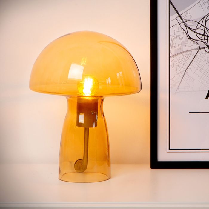 Orangene Tischleuchte Modern, Fungo, mit Schalter