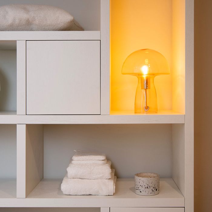 Orangene Tischleuchte Modern, Fungo, mit Schalter