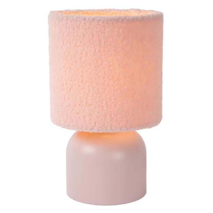 Rosa Tischleuchte Vintage, Woolly, mit Schalter