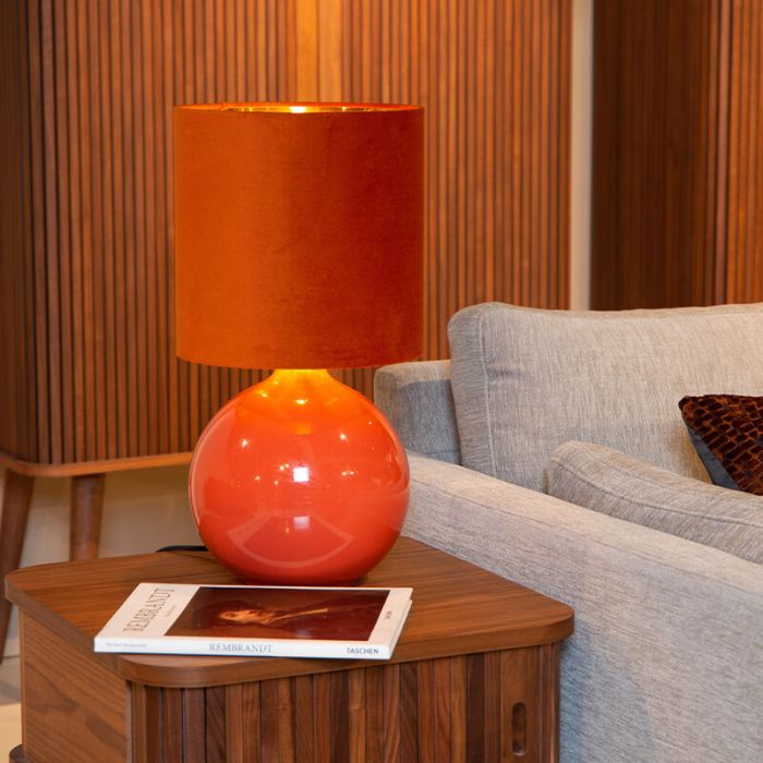 Orangene Tischleuchte Retro, Esterad, mit Schalter
