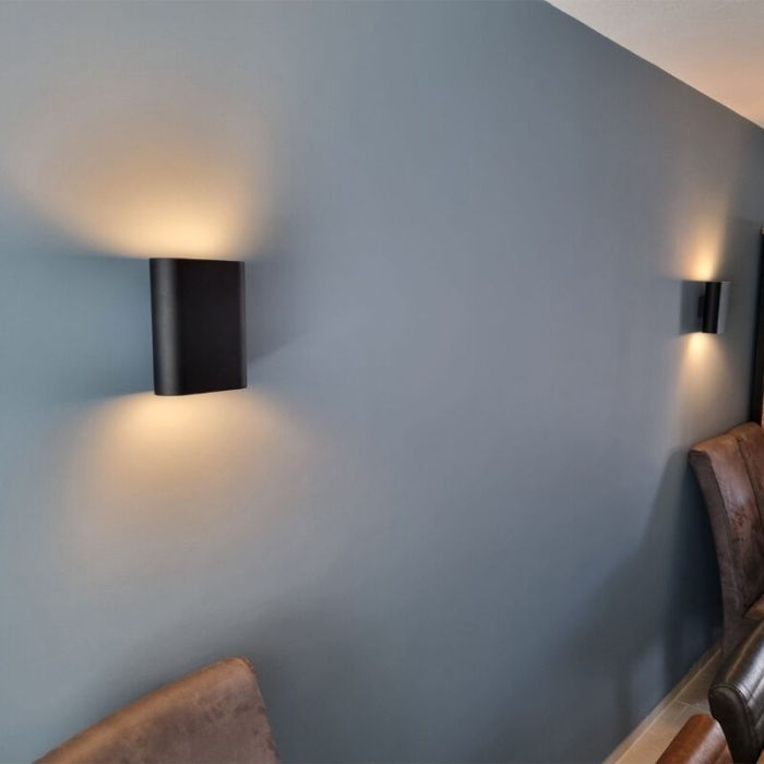 Schwarze Up down Wandleuchte Modern, Ovalis
