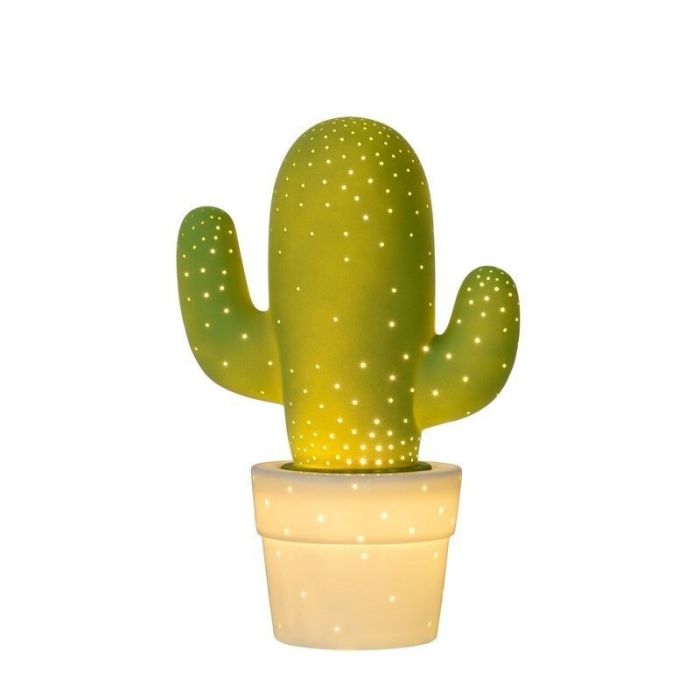 Keramik Tischleuchte Grün, Cactus, mit Schalter