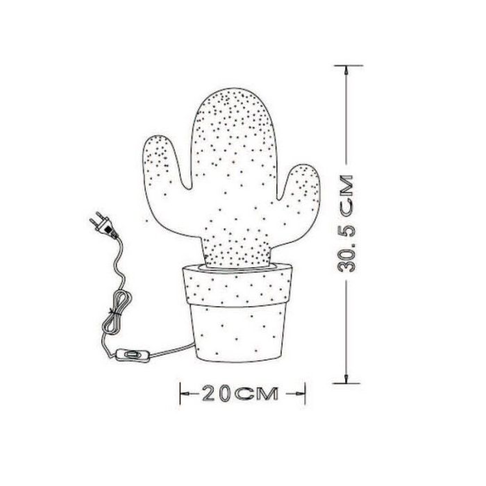 Keramik Tischleuchte Grün, Cactus, mit Schalter