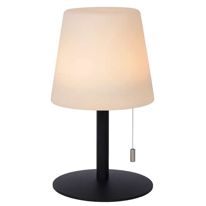 Weiße aufladbare Außen Tischlampe Modern, Rio, 1,8W, RGB LED, IP44, mit Zugschalter