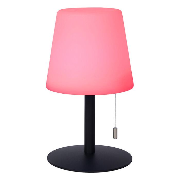 Weiße aufladbare Außen Tischlampe Modern, Rio, 1,8W, RGB LED, IP44, mit Zugschalter