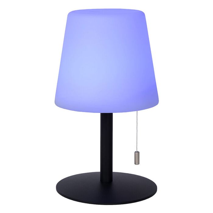Weiße aufladbare Außen Tischlampe Modern, Rio, 1,8W, RGB LED, IP44, mit Zugschalter