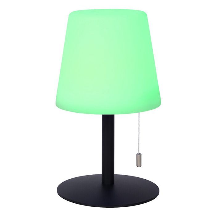 Weiße aufladbare Außen Tischlampe Modern, Rio, 1,8W, RGB LED, IP44, mit Zugschalter