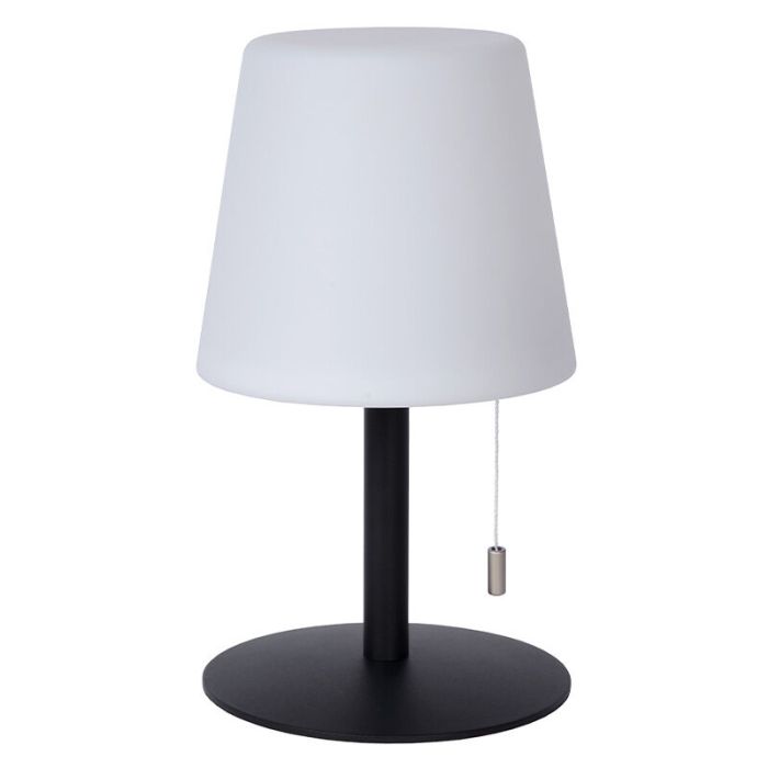 Weiße aufladbare Außen Tischlampe Modern, Rio, 1,8W, RGB LED, IP44, mit Zugschalter