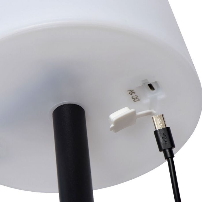 Weiße aufladbare Außen Tischlampe Modern, Rio, 1,8W, RGB LED, IP44, mit Zugschalter