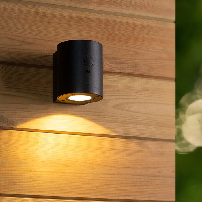 Schwarze Solar Außen Wandleuchte Modern, Perth, 1W, 2850K LED, IP65