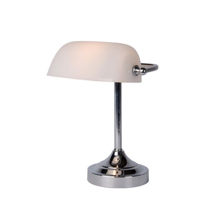 Weiße Schreibtischlampe Antik, Banker, mit Schalter