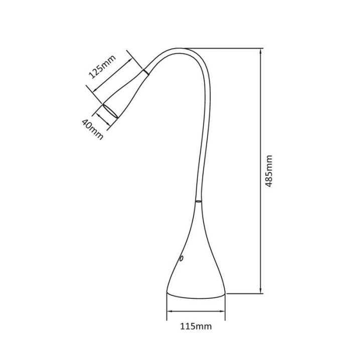 Schwarze Schreibtischlampe Modern, Zozy, 3W, 3000K LED, mit Touch-Dimmer