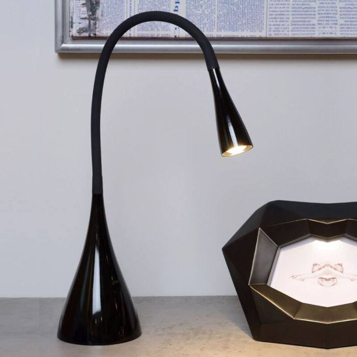 Schwarze Schreibtischlampe Modern, Zozy, 3W, 3000K LED, mit Touch-Dimmer