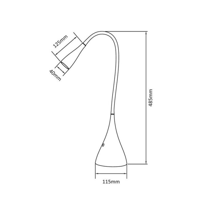 Weiße Schreibtischlampe Modern, Zozy, 3W, 3000K LED, mit Touch-Dimmer