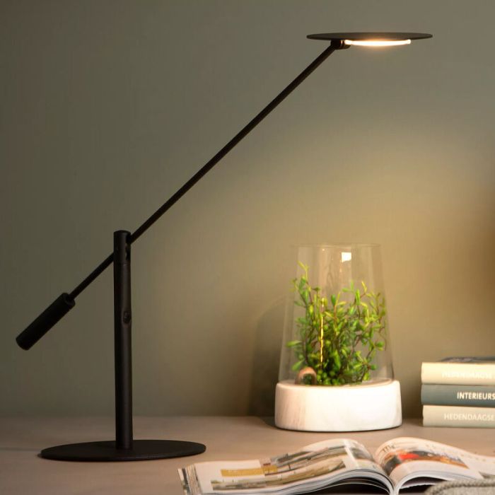 Schwarze Schreibtischlampe Modern, Anselmo, 9W, 3000K LED, mit Touch-Dimmer