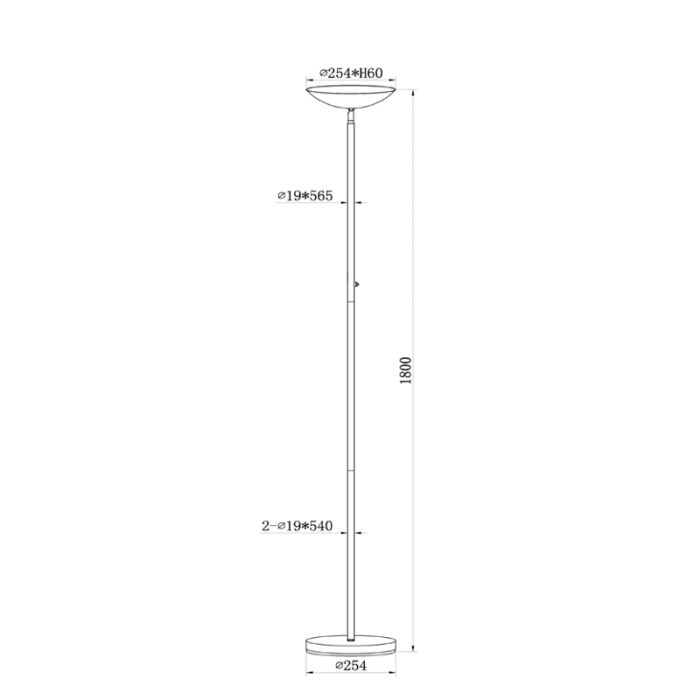 Messing Leselampe Stehlampe Modern, Zenith, 20W, 3000K LED, mit Touch-Dimmer