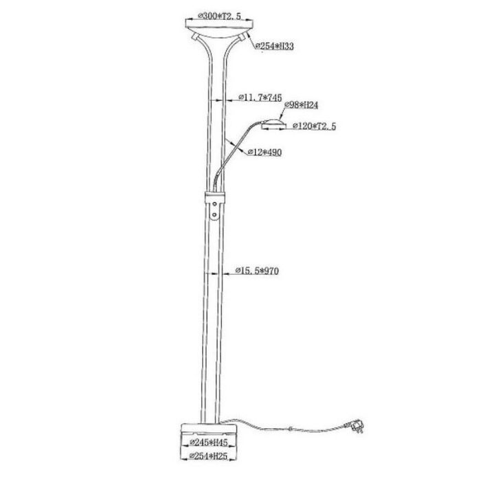 Chrom Leselampe Stehlampe Modern, Champion, 20W, 3000K LED