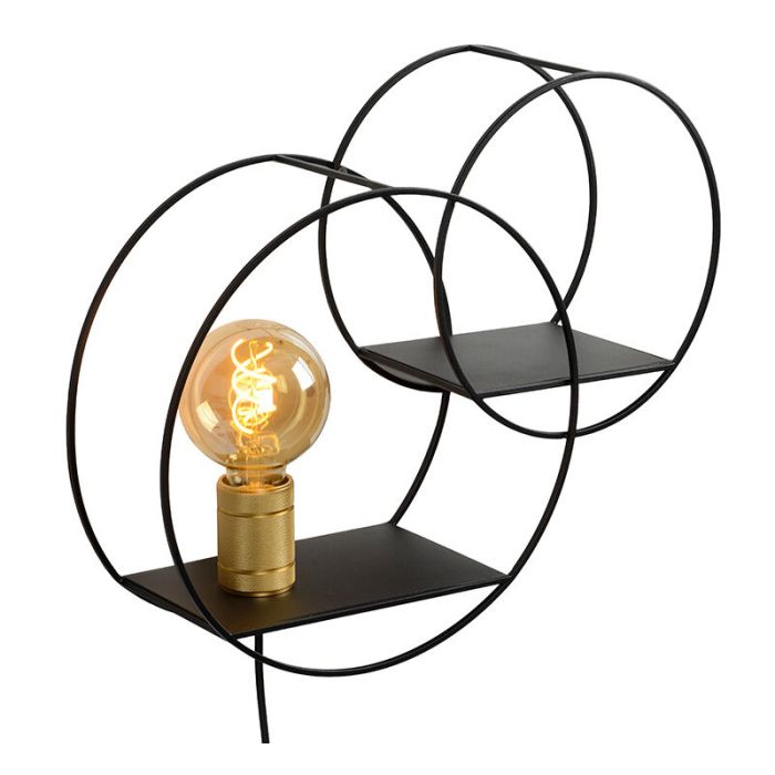 Goldene Wandleuchte Retro, Circle, mit Schalter