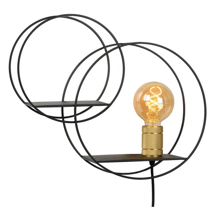 Goldene Wandleuchte Retro, Circle, mit Schalter