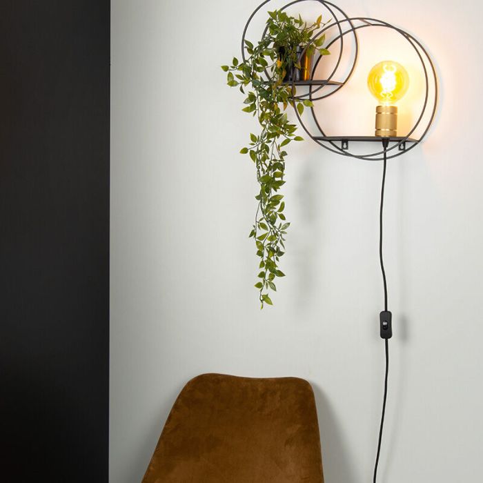 Goldene Wandleuchte Retro, Circle, mit Schalter