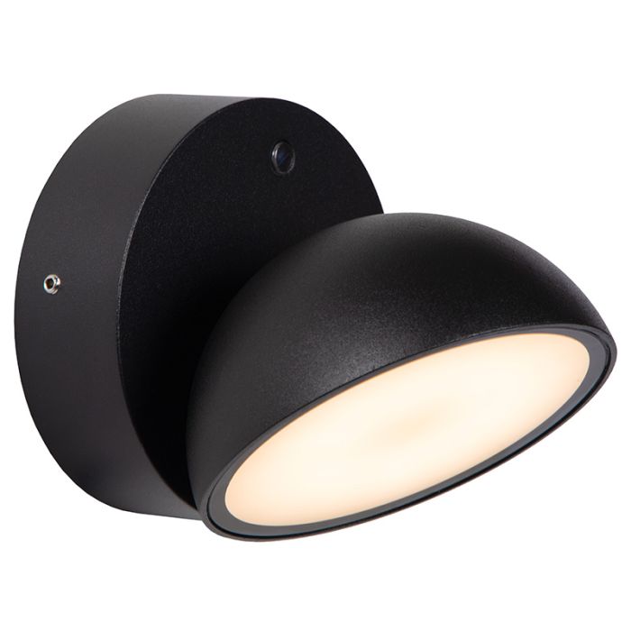 Schwarze Außen Wandleuchte mit Dämmerungsmelder Modern, Finn, 12W, 3000K LED, IP54