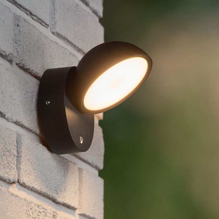 Schwarze Außen Wandleuchte mit Dämmerungsmelder Modern, Finn, 12W, 3000K LED, IP54