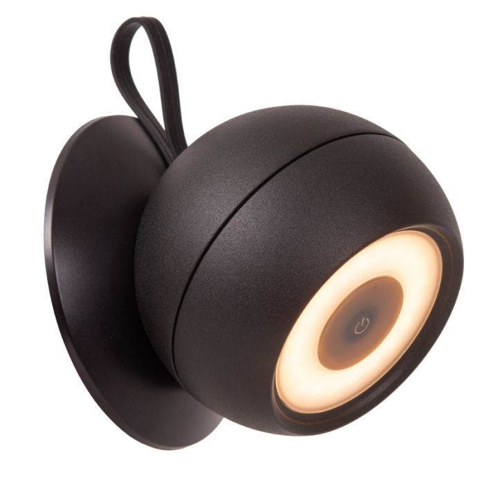 Schwarze aufladbare Wandleuchte Modern, Lunex, 2W, 3000K LED, IP54, mit Schalter