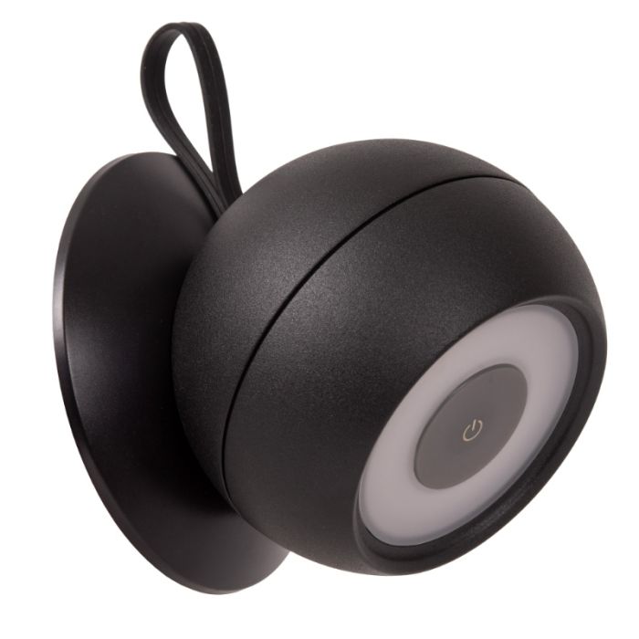 Schwarze aufladbare Wandleuchte Modern, Lunex, 2W, 3000K LED, IP54, mit Schalter