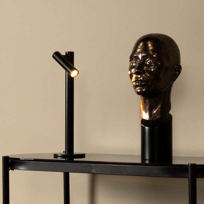 Schwarze aufladbare Tischlampe Modern, Antrim, 2,2W, 2700K LED, IP54, mit Touch-Dimmer