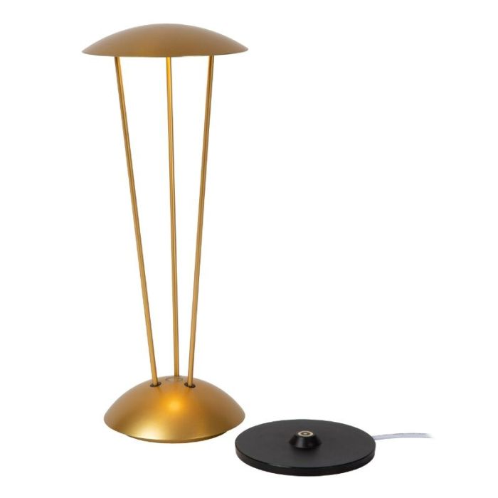Messing aufladbare Außen Tischlampe Modern, Renee, 2,2W, 2700K LED, IP54, mit Touch-Dimmer
