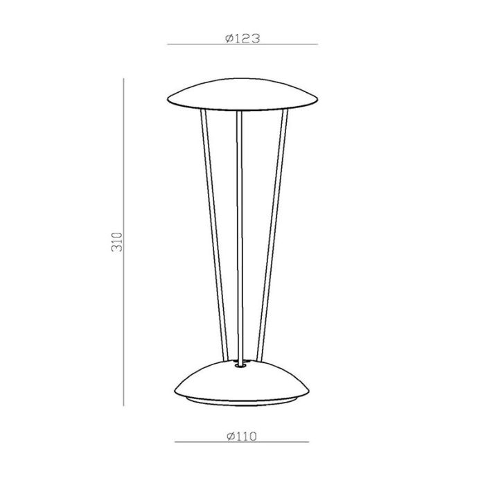 Messing aufladbare Außen Tischlampe Modern, Renee, 2,2W, 2700K LED, IP54, mit Touch-Dimmer