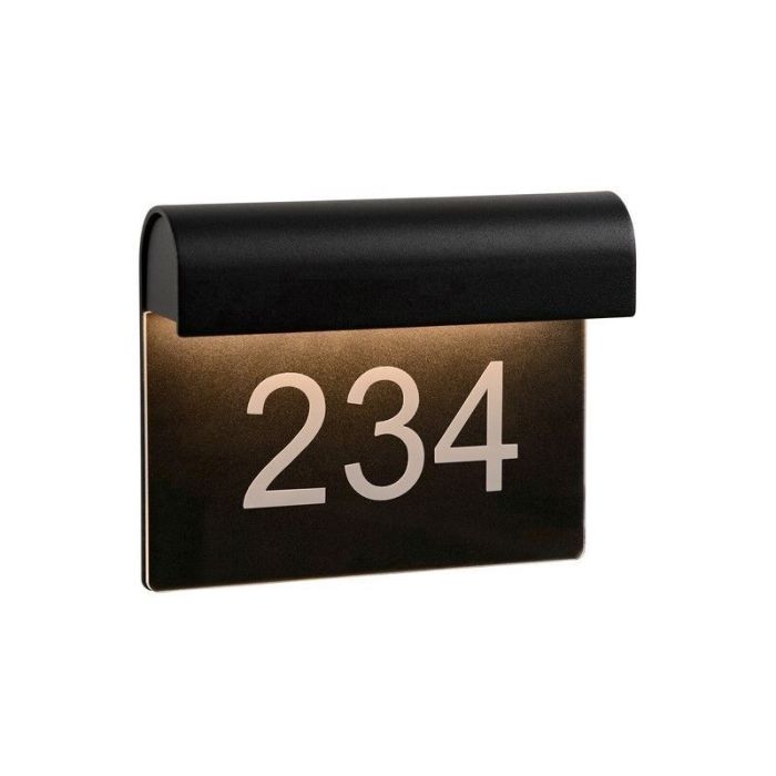 Schwarze Hausnummer Beleuchtung Modern, Thesi, 6W, 3000K LED, IP54