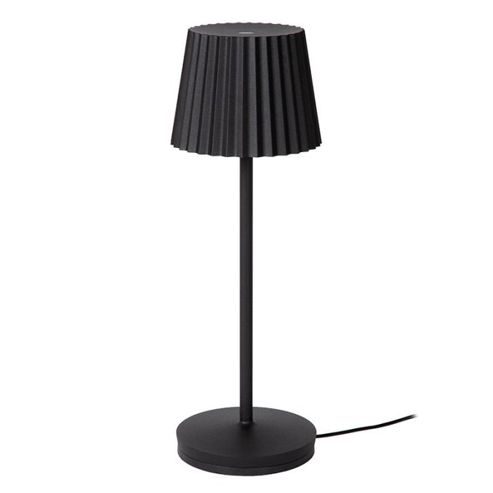 Schwarze Außen Tischleuchte Landhaus, Justine, 2W, 2700K LED, IP54, mit Touch-Dimmer