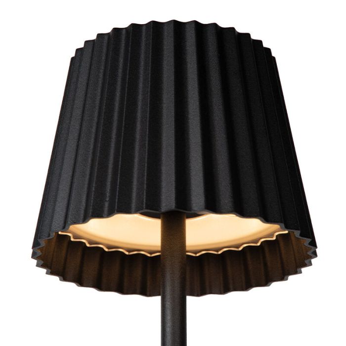 Schwarze Außen Tischleuchte Landhaus, Justine, 2W, 2700K LED, IP54, mit Touch-Dimmer