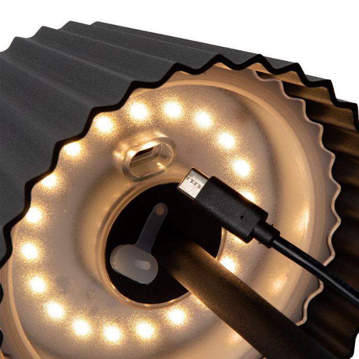 Schwarze Außen Tischleuchte Landhaus, Justine, 2W, 2700K LED, IP54, mit Touch-Dimmer