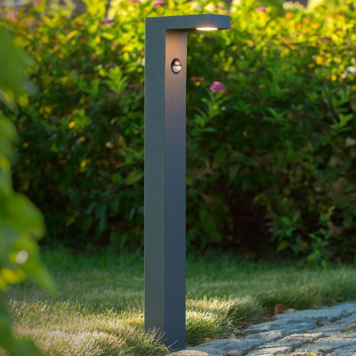 Anthrazit Wegeleuchte mit Bewegungsmelder Modern, Texas, 6W, 3000K LED, IP54