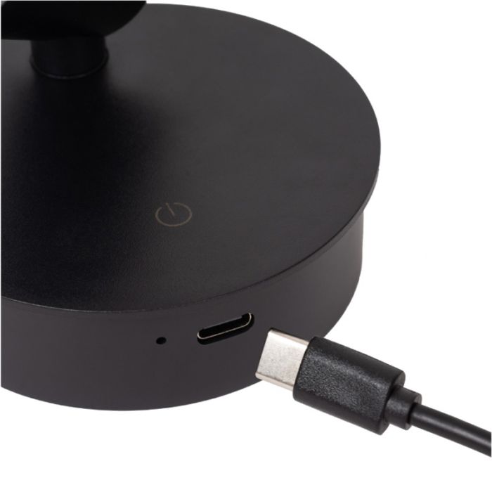 Schwarze aufladbare Wandleuchte Modern, Toni, 2W, 2700-4000K, mit Touch-Dimmer