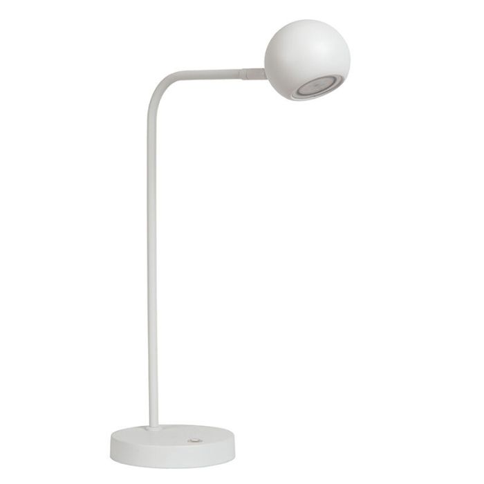 Weiße aufladbare Tischlampe Modern, Comet, 3W, 2700K LED, mit Touch-Dimmer
