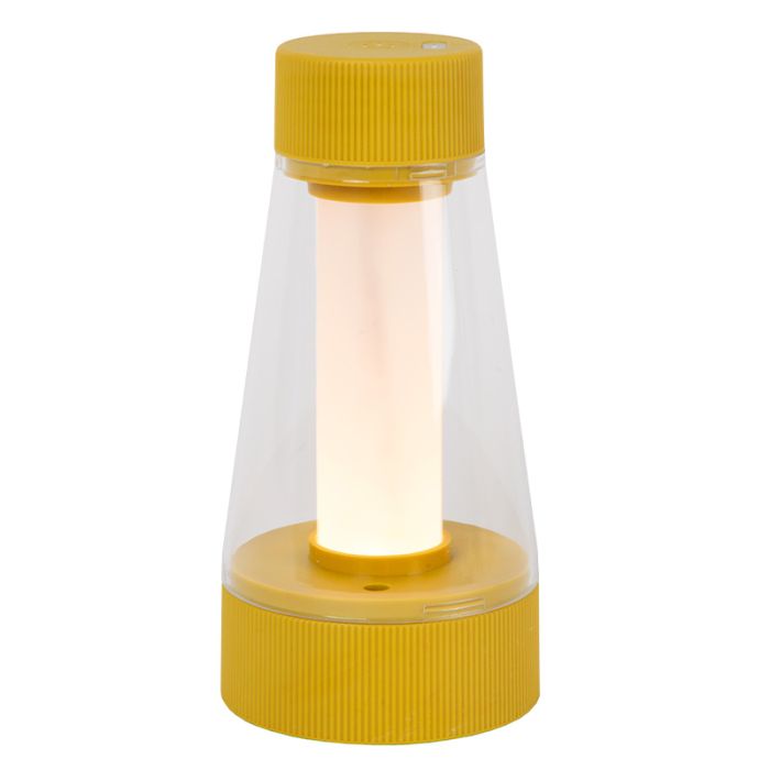 Gelbe aufladbare Außen Tischlampe Modern, Lorali, 1,2W, 2700K LED, IP44, mit Touch-Dimmer