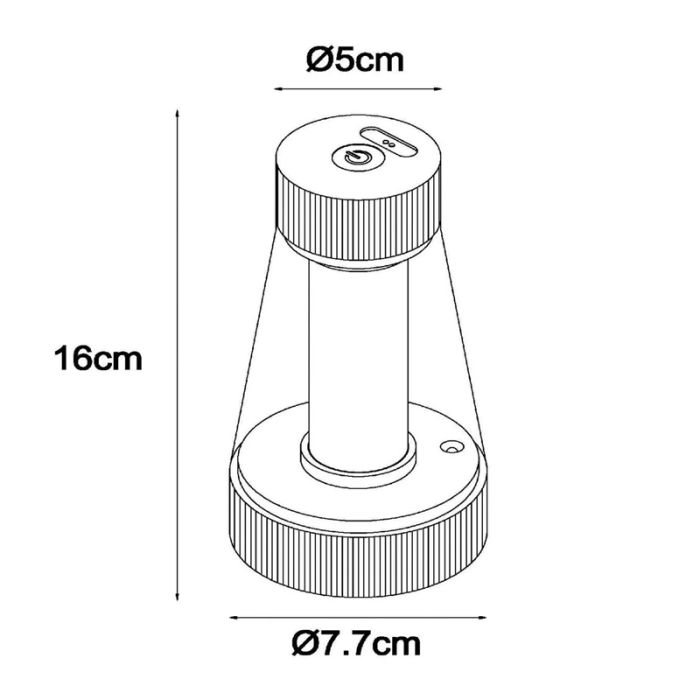 Gelbe aufladbare Außen Tischlampe Modern, Lorali, 1,2W, 2700K LED, IP44, mit Touch-Dimmer