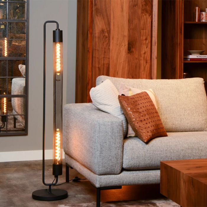 Schwarze Stehlampe Modern, Calixt, mit Schalter