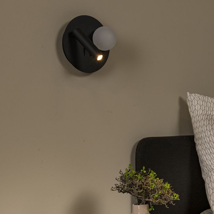Schwarze Bettlampe Modern, Matiz, 3,5W, 3000K LED, mit Schalter