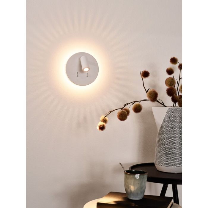 Weiße Wandleuchte Modern, Bentjer, 6W, 3000K LED, mit Schalter