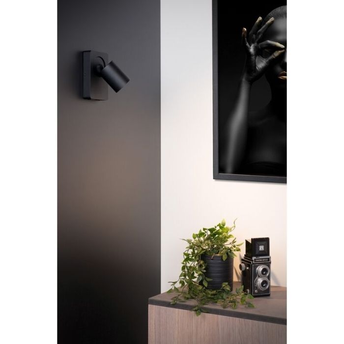 Schwarze Wandstrahler Modern, Nigel, mit Schalter