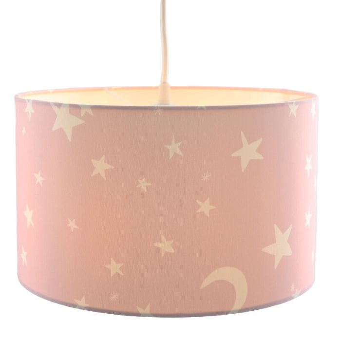 Pink Kinder Pendelleuchte Stars, Stoff