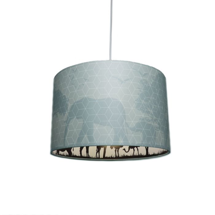Blaue Kinder Pendelleuchte Safari, Stoff