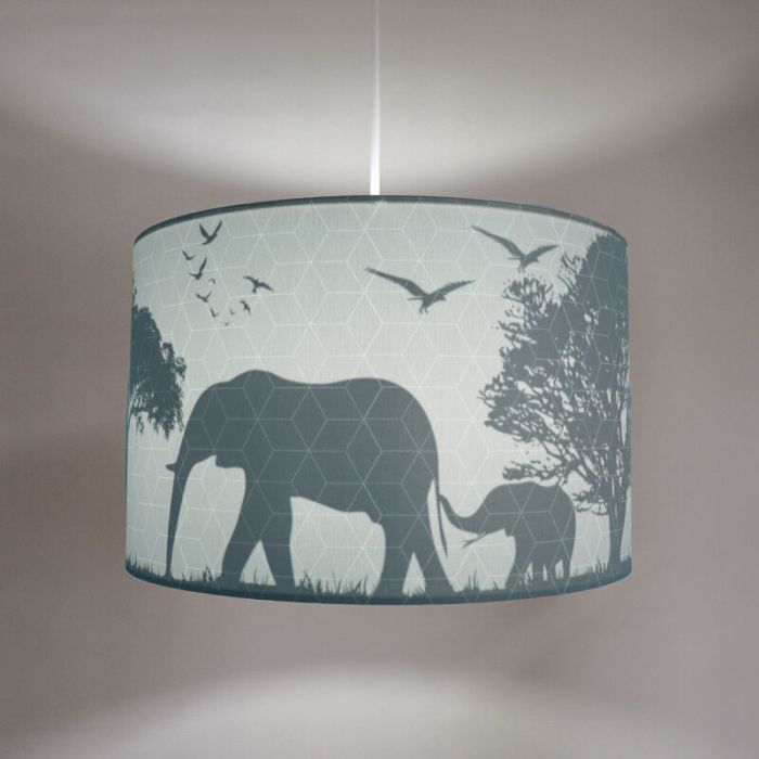 Blaue Kinder Pendelleuchte Safari, Stoff