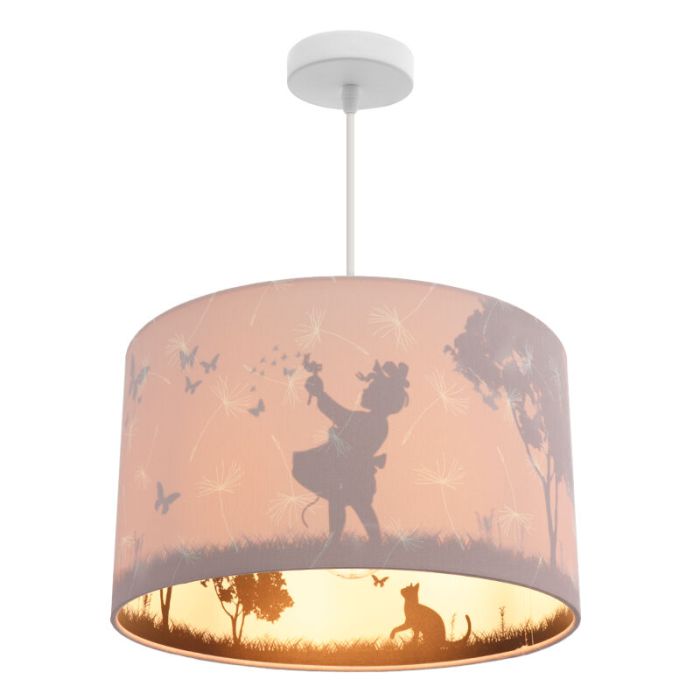 Pink Kinder Pendelleuchte Schmetterling, Stoff