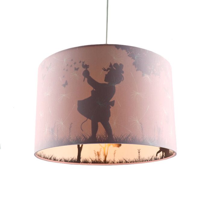 Pink Kinder Pendelleuchte Schmetterling, Stoff