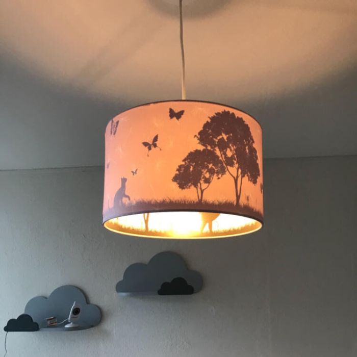 Pink Kinder Pendelleuchte Schmetterling, Stoff